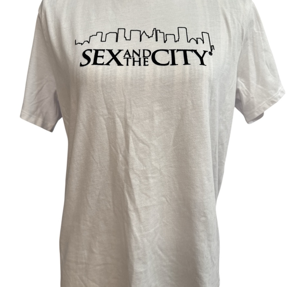 Sex And The City White Crew Neck Tee with Bold Graphic